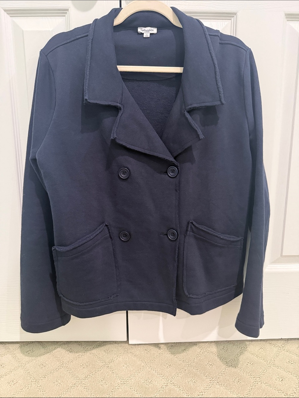 Splendid Classic Double-Breasted Women's Sweatshirt Jacket - Navy Size L